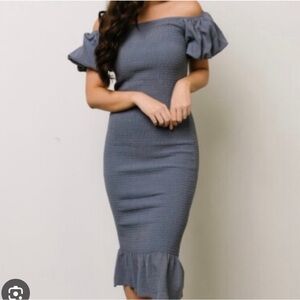 Baltic Born Charcoal Off-Shoulder Midi Dress